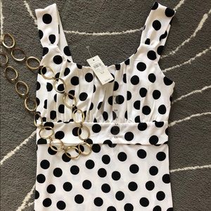 Ann Taylor XS rouched polka dot top